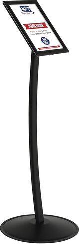 M&T Displays Simplistic Curved Menu Board Black Pedestal Sign Holder Floor Standing Aluminum Front Loading Easy Open Poster Advertisement Sign Holder for Restaurant Cafe Hotel (Black, 11x17 inch) in Saudi Arabia