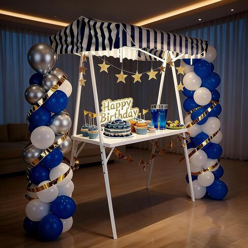 حامل عرض محمول أبيض من WEWLINE لديكور الحفلات، وأعياد الميلاد، وحفلات الزفاف، والاحتفالات، والأحداث التجارية، كشك بائع قابل للطي، حامل مشروبات معدنية وهدايا مع مظلة مقاومة للماء، داخلي وخارجي in Kuwait