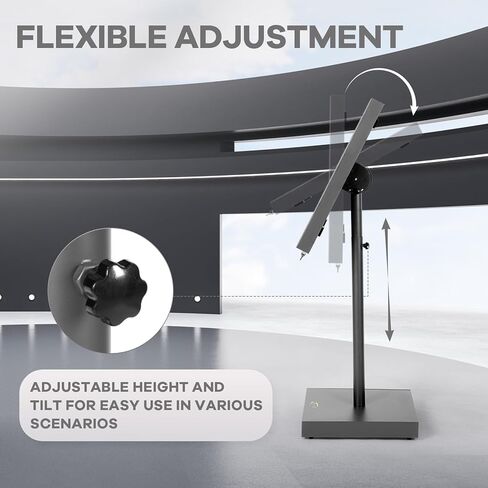 تعرض قائمة Vaste الفولاذية الكبيرة شاشة عرض إعلانية بحامل قائم على الأرض قابلة للتعديل مع غطاء وقاعدة شديدة التحمل وأقفال أضواء LED لمراكز التسوق والمطاعم والمؤتمرات والمعارض (أسود) in Kuwait