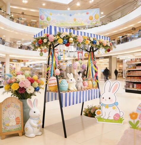 WEWLINE White Portable Display Stand for Party Decor, Birthday, Wedding, Celebrations, Commercial Events, Foldable Vendor Stall, Metal Drink & Gift Holder with Waterproof Canopy, Indoor and Outdoor in Saudi Arabia