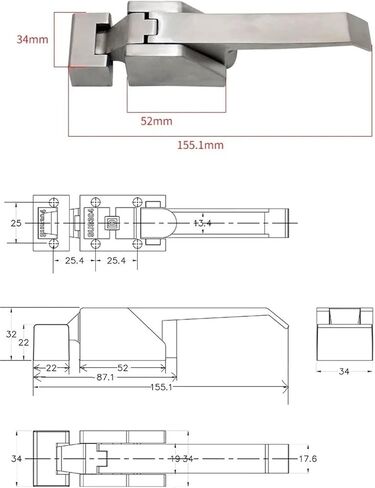 DK615 Stainless Steel Oven/Refrigerator Door/cabinets/Freezer Handles/hasps/Buckle Lever Compression Door Lock 1Pcss(Yellow) in Saudi Arabia