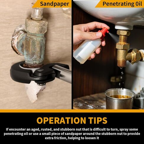 GRENPRO 11" Basin Wrench, Sink Wrench Faucet Tool for Tight Spaces, Adjustable Tap Nut Plumbing Spanner for Professional Plumber, Capacity of 3/8" to 1-1/4" Faucet Wrenches for Undermount Sink in Kuwait