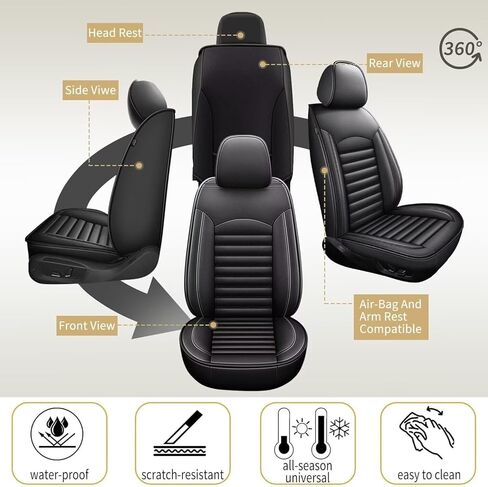 Car Seat Covers Fit for Subaru Outback 2010-2025 2026: Luxury Leather Automotive Front Seat Covers, Car Seat Protector(2PCS Front, Black) in Saudi Arabia