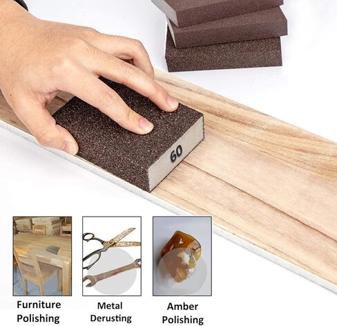 4-Pack Sanding Sponge (60/80/120/220 Grit) – Washable & Reusable Coarse Grit Sponge for Metal Working, Drywall Repair, Pot Scrubbing, Glass Sanding and Wet Dry Sandpaper Pad in Saudi Arabia