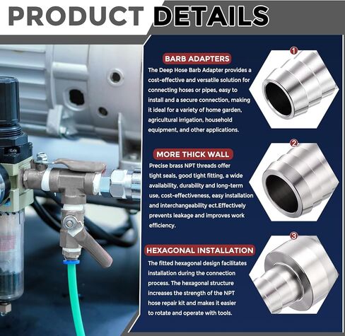 Pack of 2, 304 Stainless Steel Hose Barbs Fittings 1 1/2" Hose Barbs to 3/4" Fittings, Stainless Steel Hex Bars for Home Machines, Massage Bathtubs, and Irrigation Systems in Kuwait