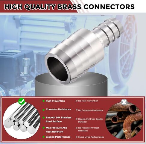 Pack of 2, 304 Stainless Steel Hose Barbs Fittings 1 1/2" Hose Barbs to 3/4" Fittings, Stainless Steel Hex Bars for Home Machines, Massage Bathtubs, and Irrigation Systems in Kuwait