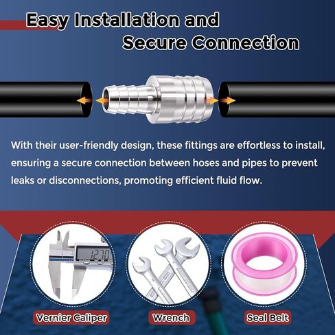 Pack of 2, 304 Stainless Steel Hose Barbs Fittings 1 1/2" Hose Barbs to 3/4" Fittings, Stainless Steel Hex Bars for Home Machines, Massage Bathtubs, and Irrigation Systems in Kuwait