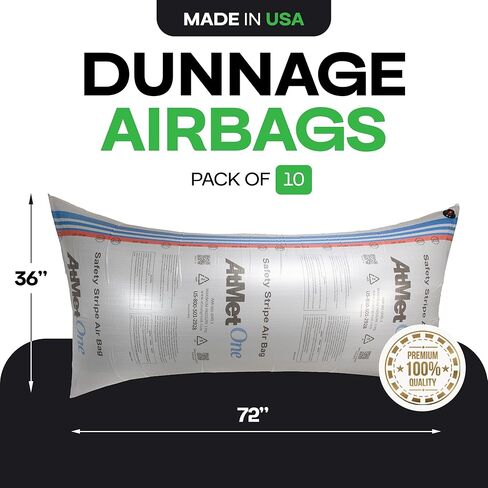أكياس هوائية Dunnage مقاس 91.44 سم × 182.88 سم، عبوة من 10 أكياس - أكياس PP منسوجة قابلة للنفخ وقابلة لإعادة الاستخدام مصنوعة في الولايات المتحدة الأمريكية AtMet - تمنع حركة البضائع وتلفها، ومثبت الشحن للمنصات والصناديق والبراميل من شركة IDL Packaging in Saudi Arabia