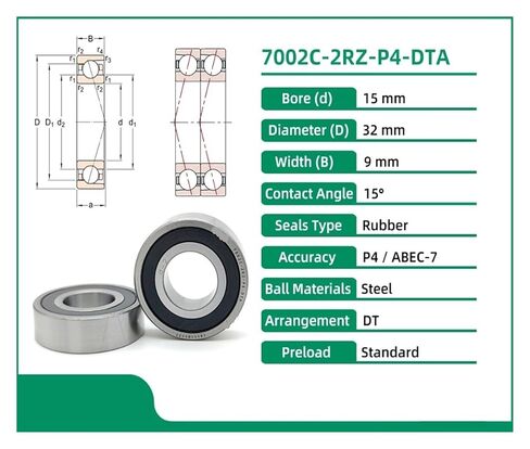 1 Pair 7002 7002C 2RZ P4 DT A 15x32x9 15x32x18 Sealed Angular Contact Bearings Spindle Bearings in Saudi Arabia