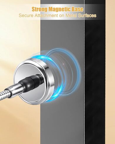 مرآة فحص بقاعدة مغناطيسية وإضاءة LED، ذراع معدني قابل للتعديل 19.7 بوصة، مرآة ميكانيكية ولحام لإصلاح السيارات والمساحات الضيقة in Kuwait