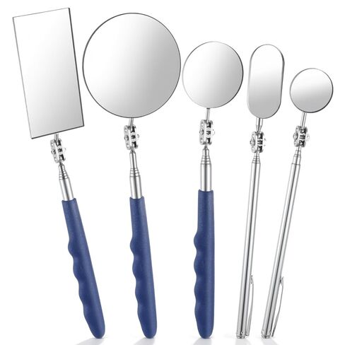 5 Pcs Telescoping Inspection Mirror Set, Flexible Inspection Mirror Tool, Stainless Steel Extendable Mechanic Mirrors with Long Handle Tool, 360 Rotation Mirrors for Check Vehicle Eyelashes Mouth in Saudi Arabia