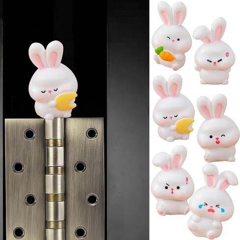 Cute Mini Creative Emotional Bunny Hinge Heads Decorative Topper Set 6PCS, Home Decoration,Magnetic Hinge Head Toppers Door Hinge in Saudi Arabia