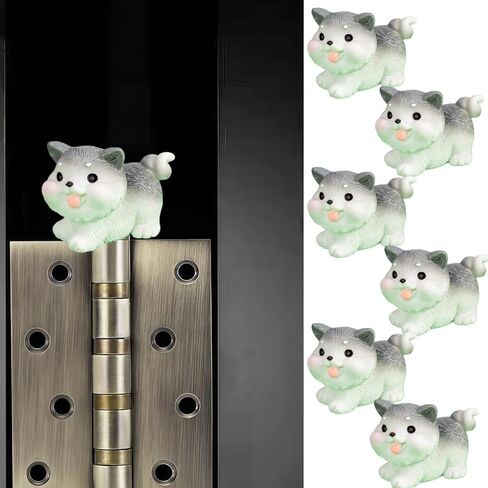 Cute Mini Creative Grey White Puppy Hinge Heads Decorative Topper Set 6PCS, Home Decoration,Magnetic Hinge Head Toppers Door Hinge in Saudi Arabia