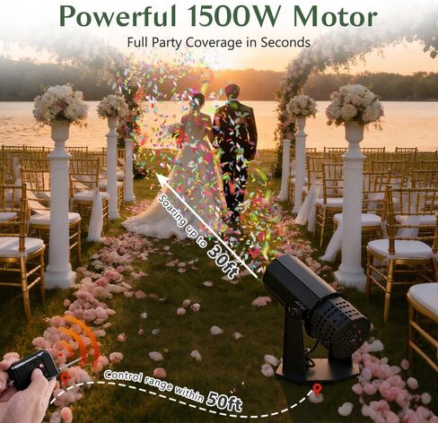 1500W Professional Electric Confetti Machine with Remote & 2.2 lbs Confetti Paper Blower for Weddings, Birthday Parties, Celebrations, Special Events in Kuwait