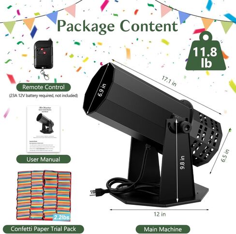 1500W Professional Electric Confetti Machine with Remote & 2.2 lbs Confetti Paper Blower for Weddings, Birthday Parties, Celebrations, Special Events in Kuwait