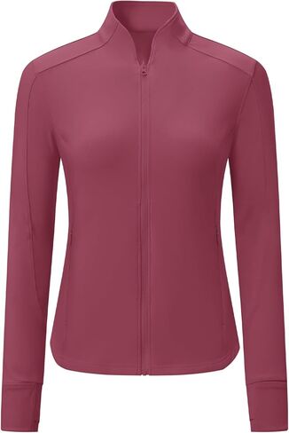 BGOWATU Women's Workout Athletic Jacket Full Zip Running Jackets Gym Yoga Track Tops with Pockets Thumb Hole in Saudi Arabia