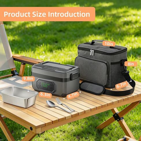 صندوق غداء كهربائي لاسلكي للبالغين، بطارية صندوق غداء قابلة للتسخين بقدرة 24000 مللي أمبير في الساعة تعمل بالتسخين التلقائي، سخان طعام محمول مع حاوية قابلة للإزالة سعة 1.6 لتر، سخان طعام ذاتي التسخين للعمل in Kuwait