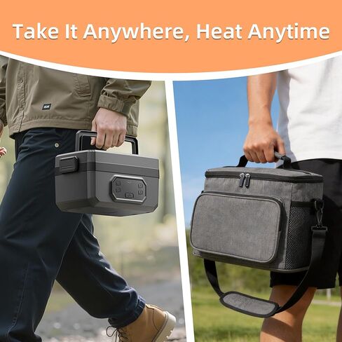 صندوق غداء كهربائي لاسلكي للبالغين، بطارية صندوق غداء قابلة للتسخين بقدرة 24000 مللي أمبير في الساعة تعمل بالتسخين التلقائي، سخان طعام محمول مع حاوية قابلة للإزالة سعة 1.6 لتر، سخان طعام ذاتي التسخين للعمل in Kuwait