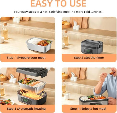 صندوق غداء كهربائي لاسلكي للبالغين، بطارية صندوق غداء قابلة للتسخين بقدرة 24000 مللي أمبير في الساعة تعمل بالتسخين التلقائي، سخان طعام محمول مع حاوية قابلة للإزالة سعة 1.6 لتر، سخان طعام ذاتي التسخين للعمل in Kuwait