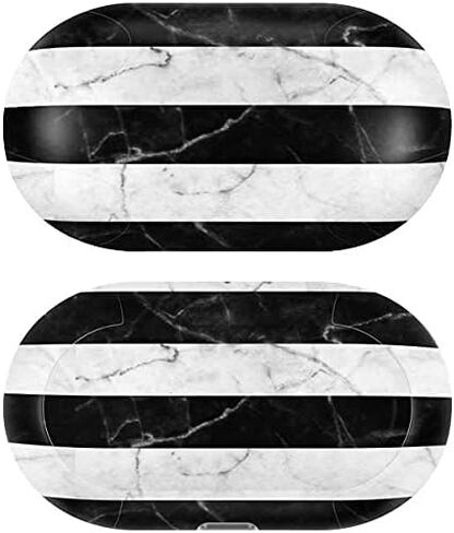 Skinit Decal Audio Skin Compatible with Samsung Galaxy Buds+ - Officially Licensed Originally Designed Black and White Striped Marble Design in Saudi Arabia