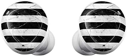 Skinit Decal Audio Skin Compatible with Samsung Galaxy Buds+ - Officially Licensed Originally Designed Black and White Striped Marble Design in Saudi Arabia