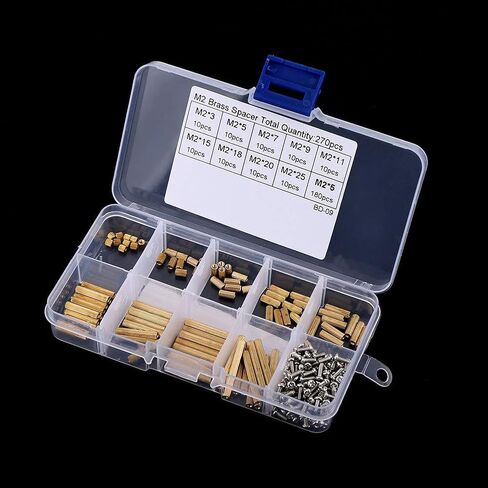 Brass Standoff Kit 270PCS M2 Female Thread Spacers with Storage Box for PCB Motherboard Electronics Hardware Installation in Saudi Arabia