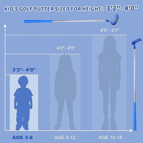 PGM Kids Junior Youth Putter Golf Club Left Handed with Alignment line for Age 3-15, Soft Grip Stainless Steel Putter with Enhanced Control in Saudi Arabia