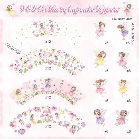96 Pcs Breast Cancer Awareness Decorations Breast Cancer Cupcake Toppers for Party Pink Ribbon Awareness Cupcake Picks Paper Dessert Cake Decor Supplies for Women Girls in Saudi Arabia