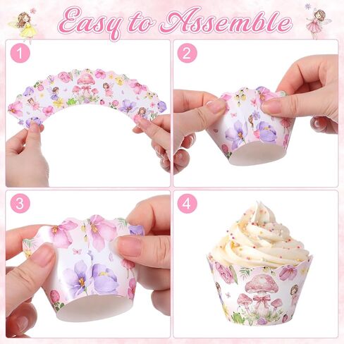 96 Pcs Breast Cancer Awareness Decorations Breast Cancer Cupcake Toppers for Party Pink Ribbon Awareness Cupcake Picks Paper Dessert Cake Decor Supplies for Women Girls in Saudi Arabia