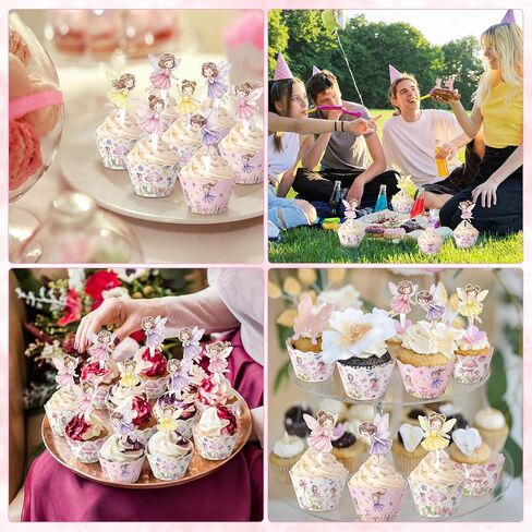 96 Pcs Breast Cancer Awareness Decorations Breast Cancer Cupcake Toppers for Party Pink Ribbon Awareness Cupcake Picks Paper Dessert Cake Decor Supplies for Women Girls in Saudi Arabia