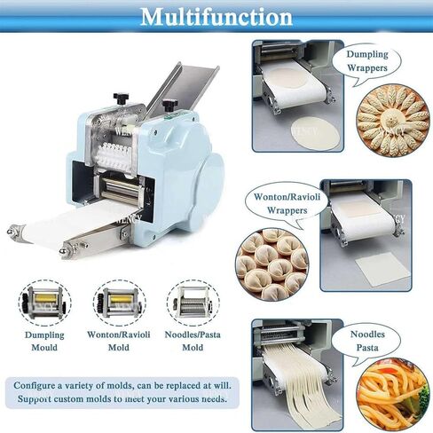 Automatic Dumpling Skin Maker Machine,120W Commercial Dumpling Skin Machine Stainless Steel, 3 Mold Dough Sheeter with Face Cushion/60pcs/Min,for Commercial Household Restaurant in Saudi Arabia