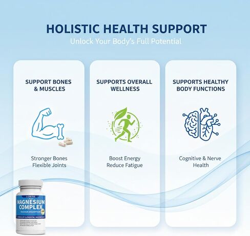 مكمل مركب لومين المغنيسيوم - عنصري متطور 8 في 1 1000 مجم - جليسينات، سيترات، مالات، تورات، مخلب لسهولة الامتصاص، استعادة الطاقة، 90 كبسولة in Kuwait