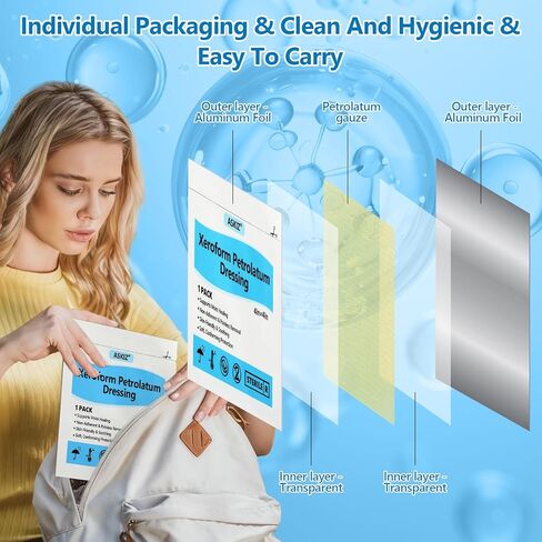 40 Pack Medical Xeroform Petrolatum Dressing Patch,4"x4"Non-Adherent Gauze Pads,Soft Fine Mesh Gauze Patch for Wound Care,Burns,Lacerations,Skin Grafts & Surgical Incisions,Individual Packaged in Kuwait