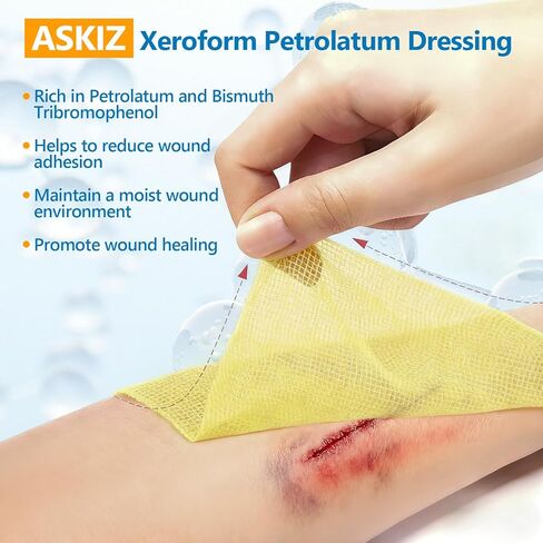 40 Pack Medical Xeroform Petrolatum Dressing Patch,4"x4"Non-Adherent Gauze Pads,Soft Fine Mesh Gauze Patch for Wound Care,Burns,Lacerations,Skin Grafts & Surgical Incisions,Individual Packaged in Kuwait