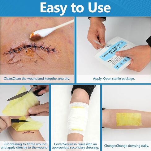 40 Pack Medical Xeroform Petrolatum Dressing Patch,4"x4"Non-Adherent Gauze Pads,Soft Fine Mesh Gauze Patch for Wound Care,Burns,Lacerations,Skin Grafts & Surgical Incisions,Individual Packaged in Kuwait