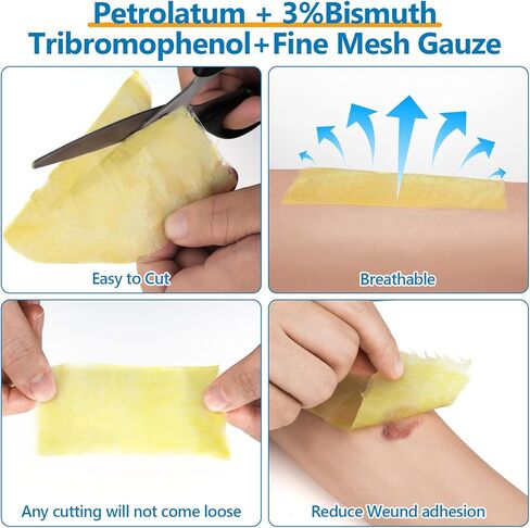 40 Pack Medical Xeroform Petrolatum Dressing Patch,4"x4"Non-Adherent Gauze Pads,Soft Fine Mesh Gauze Patch for Wound Care,Burns,Lacerations,Skin Grafts & Surgical Incisions,Individual Packaged in Kuwait