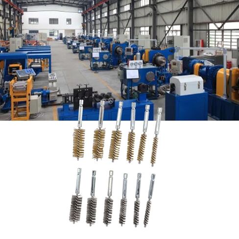 12PCS Bore Brush Copper and Iron 304 Stainless Steel Wire Brush for Power Drill with Hex Shank Handle in Saudi Arabia