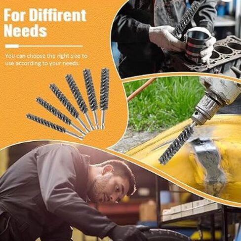 12PCS Bore Brush Copper and Iron 304 Stainless Steel Wire Brush for Power Drill with Hex Shank Handle in Saudi Arabia