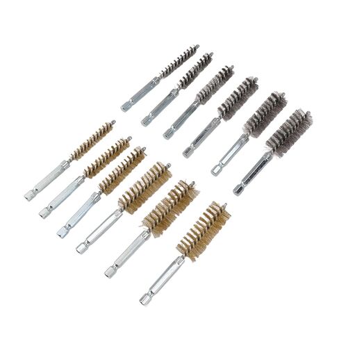 Set of 12 Hole Brushes with Hex Shank, Efficient Wire Brush for Electric Drill, for Various Needs, Made of Copper and Iron, Suitable for DIY Enthusiasts and Professionals in Kuwait