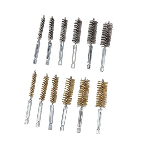 Set of 12 Hole Brushes with Hex Shank, Efficient Wire Brush for Electric Drill, for Various Needs, Made of Copper and Iron, Suitable for DIY Enthusiasts and Professionals in Kuwait