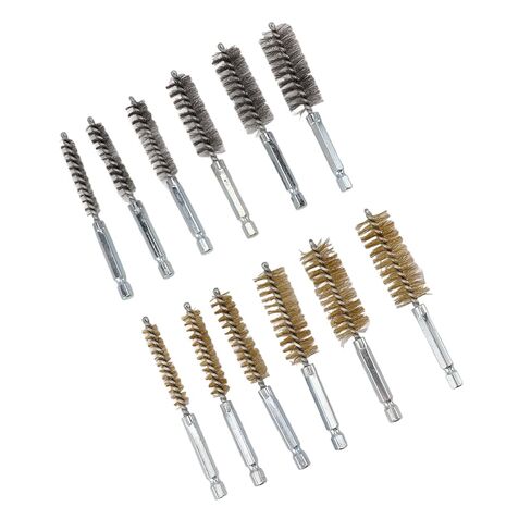 Set of 12 Hole Brushes with Hex Shank, Efficient Wire Brush for Electric Drill, for Various Needs, Made of Copper and Iron, Suitable for DIY Enthusiasts and Professionals in Kuwait