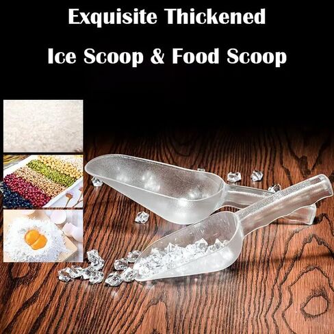 3 Pack Ice Scoop, 26oz/14oz/7oz Clear Plastic Kitchen Ice Scoop for Canisters or Ice Maker, Food Scoops for Canisters, Freezer, Flour, Dry Foods, Coffee Beans, Pop Corn, Pet Dog Cat Food (Round Base) in Kuwait