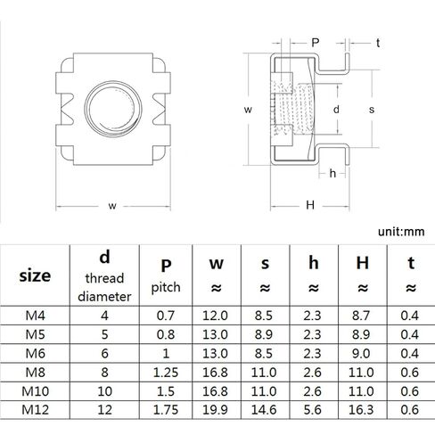 Cage Nuts,Small Parts, A2-70 304 Stainless Steel Square Clip Floating Cassette Cage Nut Server Cabinet Shelf Rack Mount M12 (Size : 10Pcs M6) in Saudi Arabia