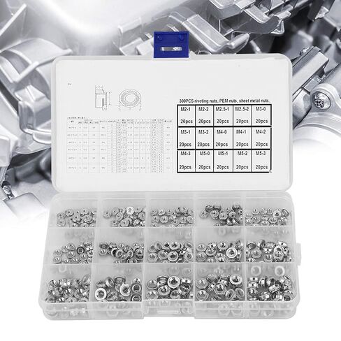 300 Nuts Pressure Rivet self Fastening Nuts Metal Fastener Tool for Automotive, Furniture Upholstery, Sheet Metal Assembly and Industrial Products in Saudi Arabia