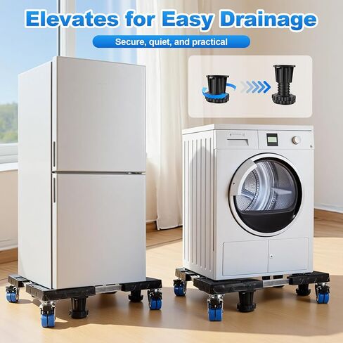 Mobile Mini Fridge Stand with 4 Locking Swivel Rollers, Universal Adjustable Appliance Mover Cart for Portable Washer AC Dehumidifier Furniture Dolly Base 17.7-26.7 in W 340LBS Black in Saudi Arabia