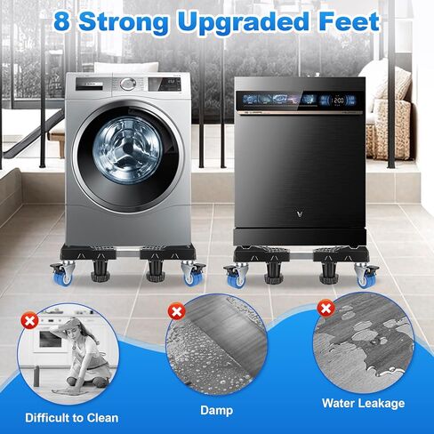 Mobile Mini Fridge Stand with 4 Locking Swivel Rollers, Universal Adjustable Appliance Mover Cart for Portable Washer AC Dehumidifier Furniture Dolly Base 17.7-26.7 in W 340LBS Black in Saudi Arabia