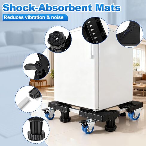 Mobile Mini Fridge Stand with 4 Locking Swivel Rollers, Universal Adjustable Appliance Mover Cart for Portable Washer AC Dehumidifier Furniture Dolly Base 17.7-26.7 in W 340LBS Black in Saudi Arabia