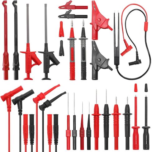 Eorbow 25 Pack Silicone Multimeter Test Leads Kit, Multimeter Probe Kit with Storage Box, Including Replaceable Wire Piercing Probes, Alligator Clips, Test Hook Clips, Testing Tweezer in Saudi Arabia