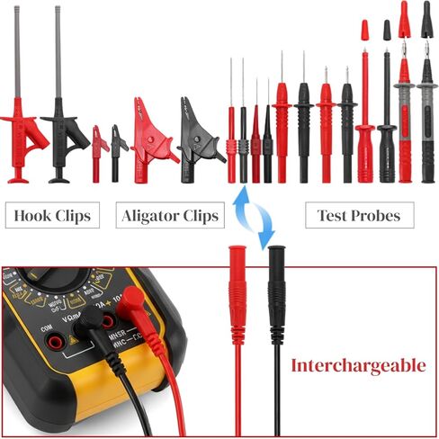 Eorbow 25 Pack Silicone Multimeter Test Leads Kit, Multimeter Probe Kit with Storage Box, Including Replaceable Wire Piercing Probes, Alligator Clips, Test Hook Clips, Testing Tweezer in Saudi Arabia