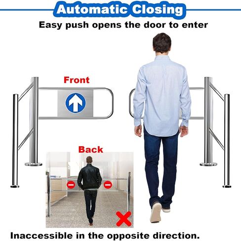 بوابة متأرجحة للإغلاق التلقائي من الفولاذ المقاوم للصدأ - حاجز أمان عريض مقاس 52 بوصة للتحكم في الوصول في المكتبات والمتاجر والمصانع ومناطق المشاة - تصميم متين محمل بنابض in Kuwait
